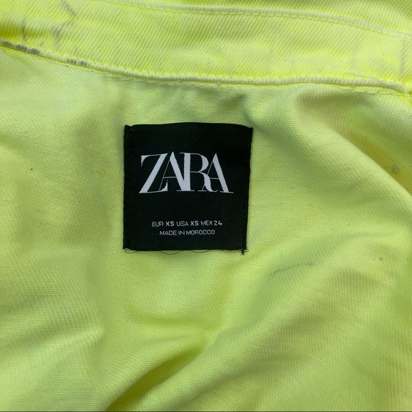 ZARA Women's Oversized Neon Yellow Full Button Front Jean Denim Jacket Size XS - Picture 12 of 13